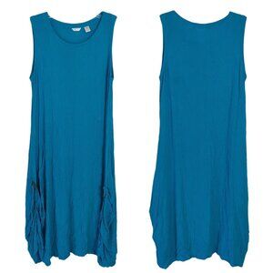 Kaktus Aqua dress S Sleeveless summer creped‎ rayon Bohemian comfortable casual
